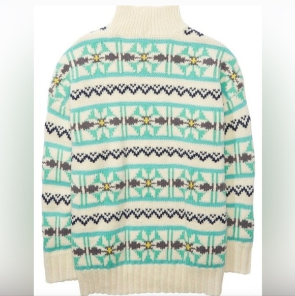 AE Oversized Fairisle Mock Neck Sweater Size Medium - Picture 3 of 13
